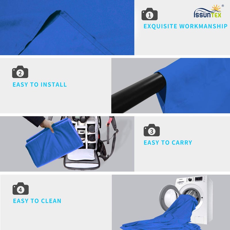 ISSUNTEX 6X9 ft Background Muslin Backdrop, Photo Studio, Collapsible High Density Screen for Video Photography and Television-Blue - Image 4